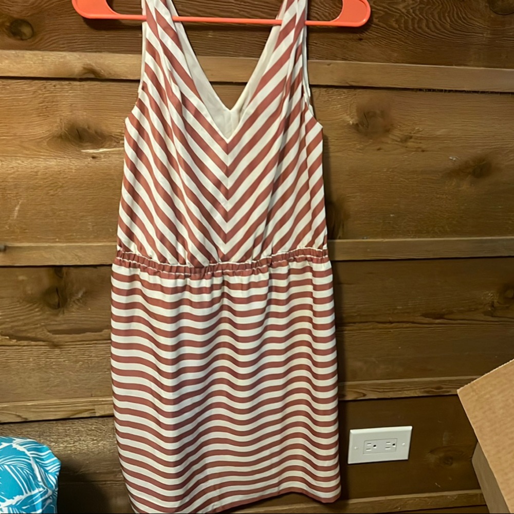 LOFT Striped Midi Dress in Red and White